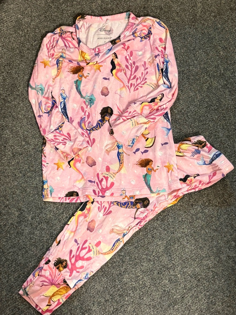 Posh Peanut Pink Mermaid Print Kids Pajama Set